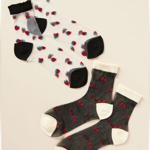 SOCKS 🍒 Anthropologie Sheer Fruit Socks - Cherries & Strawberries